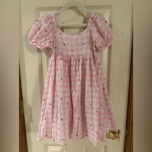 Janie and Jack Pink Plaid Dress with Puff Sleeves